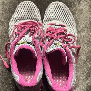 Adidas clima cool athletic shoes in pink and grey. In good used condition